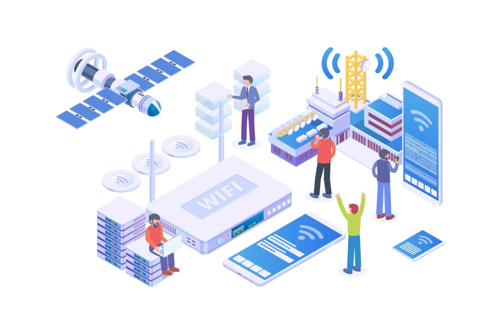 Illustration of a variety of devices connected to a complex enterprise WAN that needs SD-WAN benefits like centralized orchestration and enhanced security.